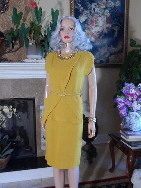Limited Edition RM For Bergdorf Goodman Mustard Yellow Wool Dress Size US 6